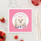 Puppy Dog Theme Gepersonaliseerde Verjaardag Servet (Insitu)