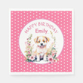 Puppy Dog Theme Gepersonaliseerde Verjaardag Servet (Voorkant)