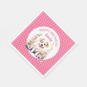 Puppy Dog Theme Gepersonaliseerde Verjaardag Servet (Hoek)