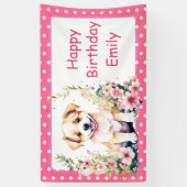Puppy Dog Theme Gepersonaliseerde Verjaardag Spandoek (Verticaal)