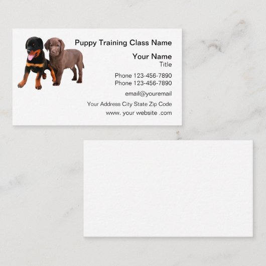 Puppy Dog training en ervaring Visitekaartje (Voorkant / Achterkant)