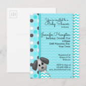 Puppy Dog Turquoise Baby shower Briefkaart Uitnodi (Voorkant / Achterkant)