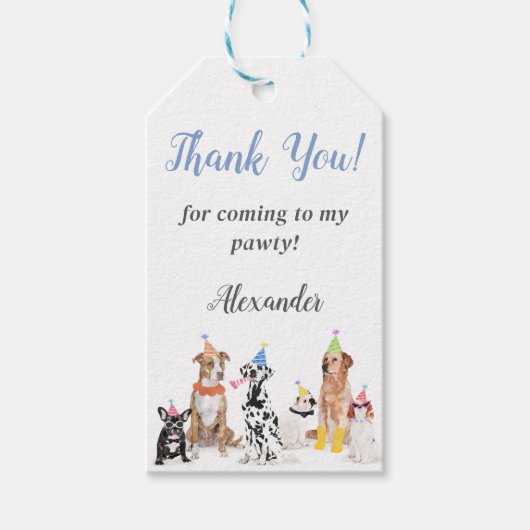 Puppy Dog Verjaardag Dank u Favor Cadeau Label Cadeaulabel (Voorkant)