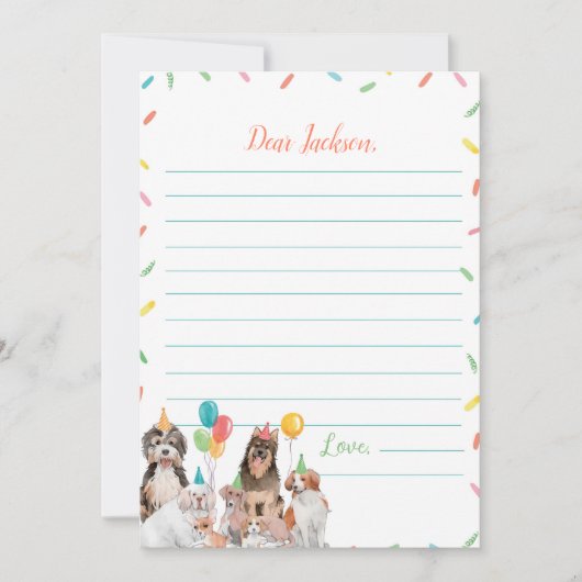 Puppy Dog Verjaardag Tijd Capsule Bericht Kaart (Voorkant)