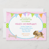 Puppy Dog Verjaardag Uitnodigingen voor meisjes (Voorkant)