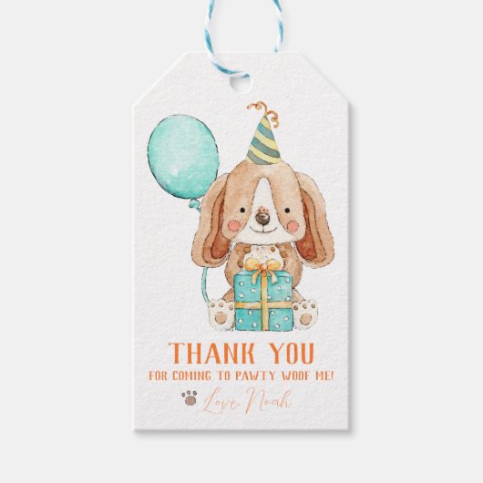 Puppy Dog Verjaardagsfeestje Favor Cadeau Labels Cadeaulabel (Voorkant)