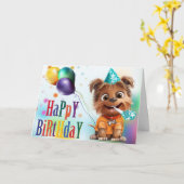 Puppy Dog Verjaardagsfeestje Kaart (Gele Bloem)