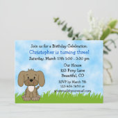 Puppy Dog verjaardagsuitnodiging voor jongens Kaart (Staand voorkant)