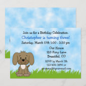 Puppy Dog verjaardagsuitnodiging voor jongens Kaart (Voorkant / Achterkant)