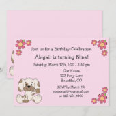 Puppy Dog verjaardagsuitnodigingen voor meisjes Kaart (Voorkant / Achterkant)