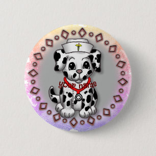 Puppy Dog Verpleegster Ronde Button 5,7 Cm