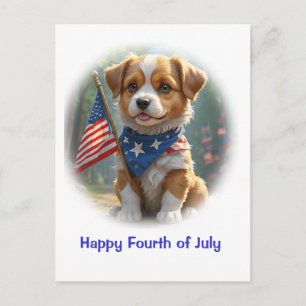 Puppy Dog Vier juli Briefkaart