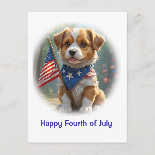 Puppy Dog Vier juli Briefkaart (Voorkant)