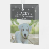 Puppy Dog voor eerste kerstmis Glas Ornament (Voorkant links)