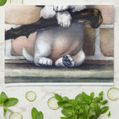 Puppy dog voor verkoop schattige  illustratie theedoek (Gevouwen)