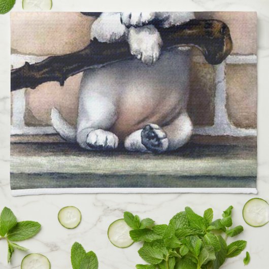 Puppy dog voor verkoop schattige  illustratie theedoek (Gevouwen)