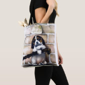 Puppy dog voor verkoop schattige  illustratie tote bag (Dichtbij)