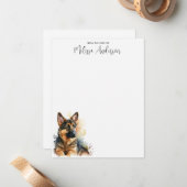 Puppy Dog Waterverf gepersonaliseerde Duitse herde Notitiekaartje (Voorkant / Achterkant in situ)