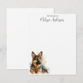 Puppy Dog Waterverf gepersonaliseerde Duitse herde Notitiekaartje (Voorkant / Achterkant)