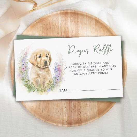 Puppy Dog Waterverf, luer Raffle Baby shower Informatiekaartje