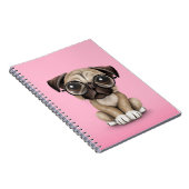 Puppy Dog Wearing Reading Glasses, Roze Notitieboek (Rechterzijde)