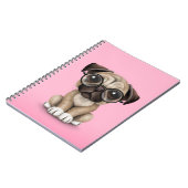 Puppy Dog Wearing Reading Glasses, Roze Notitieboek (Linkerzijde)