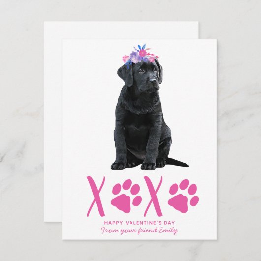 Puppy Dog XOXO Roze Kind Valentijnsdag Feestdagenkaart (Voorkant / Achterkant)