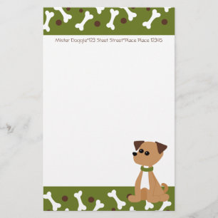 Puppy Doggie in Green Briefpapier