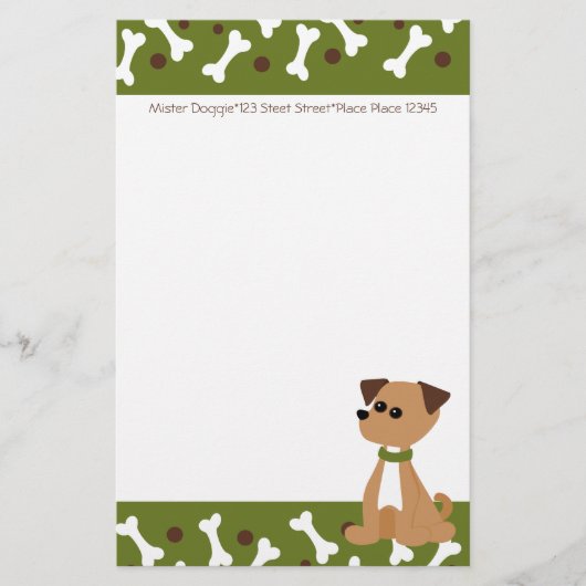 Puppy Doggie in Green Briefpapier (Voorkant)