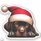 Puppy dragen Santa's Pet Custom-Cut Vinyl Sticker (Voorkant)