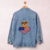 Puppy Dragen Zonnebril USA Flag Hart Vrouwen Denim Jacket (Hangar)