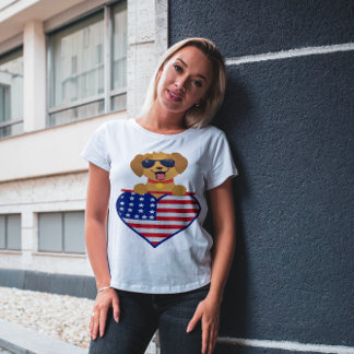 Puppy Dragen Zonnebril USA Vlag Hart Unisex T-shirt
