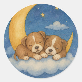Puppy droomt onder de sterrenhemel Sticker