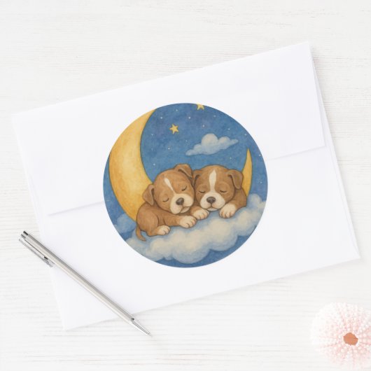 Puppy droomt onder de sterrenhemel Sticker (Envelop)