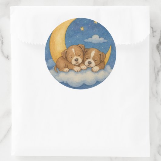 Puppy droomt onder de sterrenhemel Sticker (Tas)