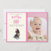 Puppy 🐶 Duitse herder roze verjaardagsfoto Kaart (Voorkant)