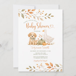 Puppy Eend Pompoen Boerderij Herfst Baby Shower Bl Kaart
