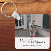 Puppy Eerste Kerst Foto Sleutelhanger (Voorkant)