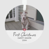 Puppy Eerste Kerstdag Foto Ornament (achterkant)