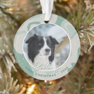 Puppy Eerste Kerstmis Border Collie Hond Foto Ornament