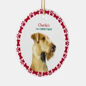 Puppy Eerste Kerstmis Custom Airedale Terrier Keramisch Ornament (Rechts)