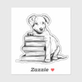 Puppy en boeken sticker (Vel)