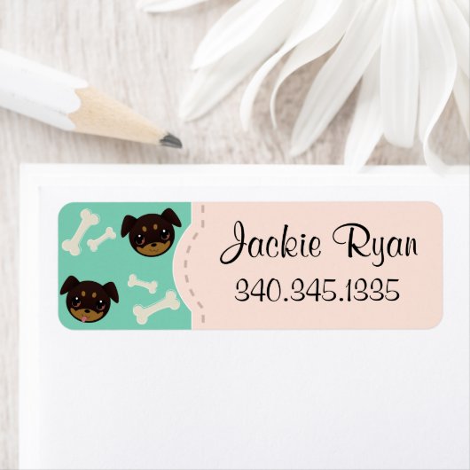 Puppy en Bot van Cute Rottweiler Etiket (Insitu)