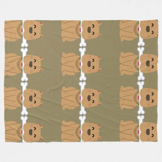 Puppy en botpatroon fleece deken (Voorkant (Horizontaal))