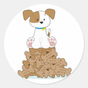 Puppy en Botten Ronde Sticker