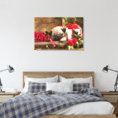 Puppy en cadeaudoos canvas afdruk (Insitu (Slaapkamer))