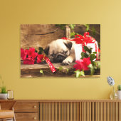 Puppy en cadeaudoos canvas afdruk (Insitu (Woonkamer))