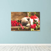 Puppy en cadeaudoos canvas afdruk (Insitu (Houten vloer))