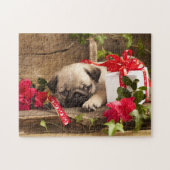 Puppy en cadeaudoos legpuzzel (Horizontaal)