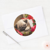Puppy en cadeaudoos ronde sticker (Envelop)